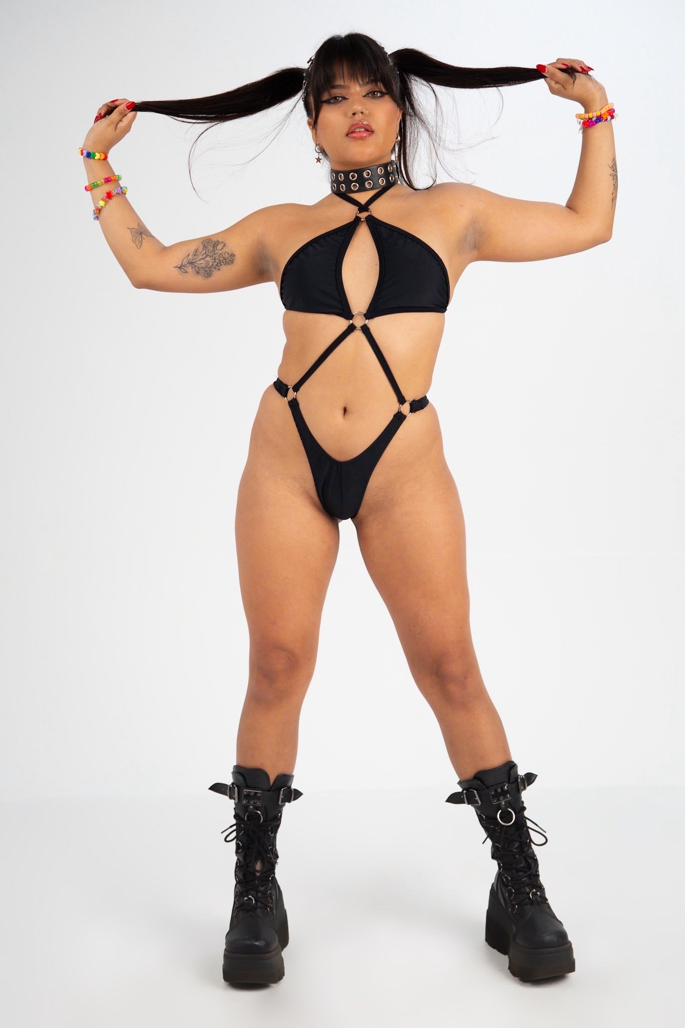 Black Minimal Bodysuit Bodysuit Mi Gente Clothing   