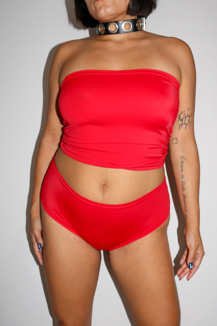 Midlength Tube Top in Red tube top Mi Gente Clothing   