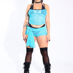 Aqua Mesh Scarf – waist detail – aqua mesh scarf styling