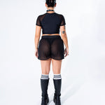 Black Mesh Soccer Logo Shorts Shorts Mi Gente Clothing   