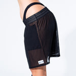 Black Mesh Soccer Logo Shorts Shorts Mi Gente Clothing   