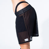 Black Mesh Logo Shorts Shorts Mi Gente Clothing