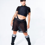 Black Mesh Soccer Logo Shorts Shorts Mi Gente Clothing   