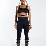 Black Cut Out Capris Bottoms Mi Gente Clothing