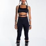 Black Cut Out Capris Bottoms Mi Gente Clothing