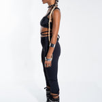 Black Cut Out Capris Bottoms Mi Gente Clothing