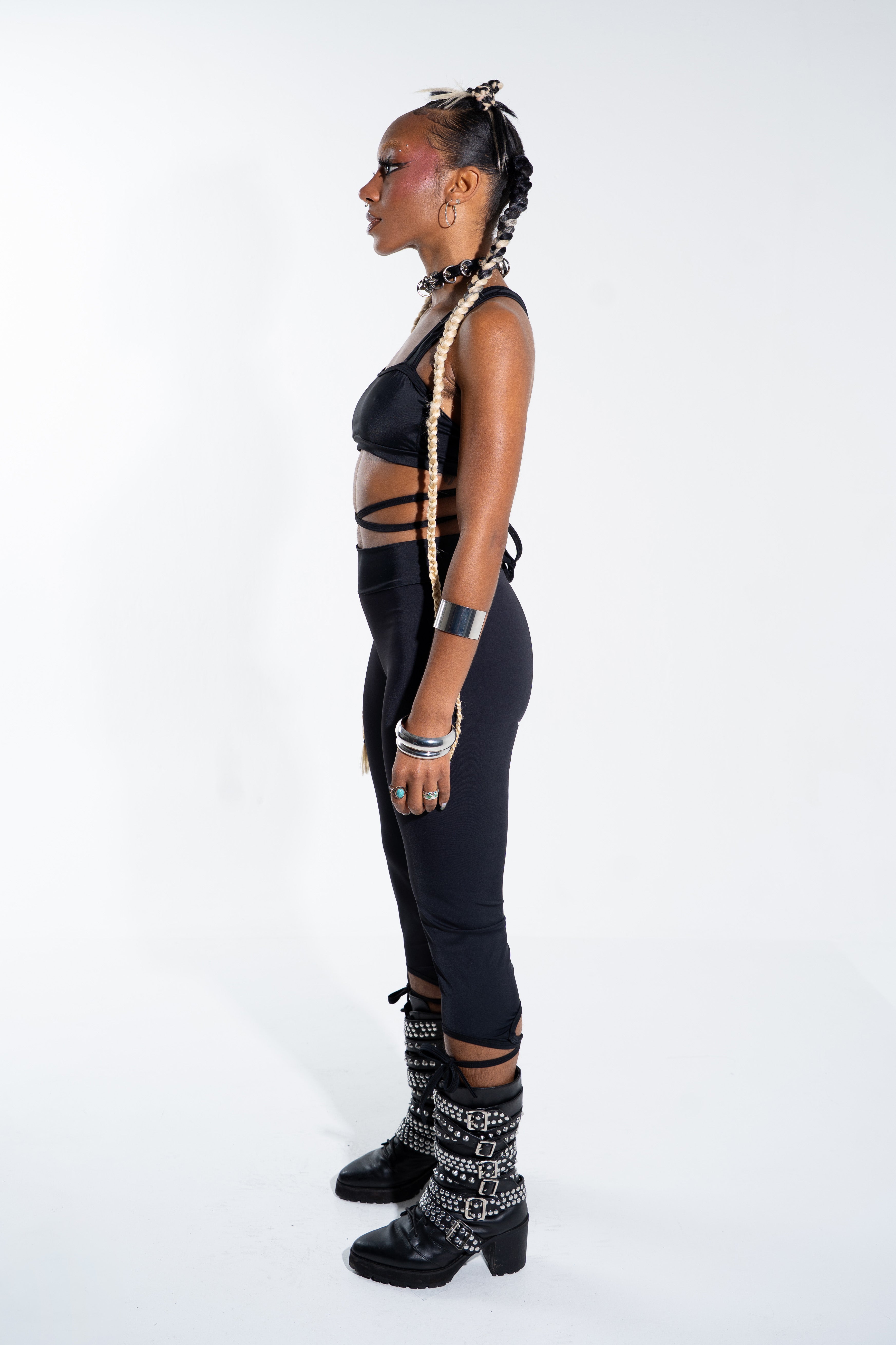 Black Cut Out Capris Bottoms Mi Gente Clothing