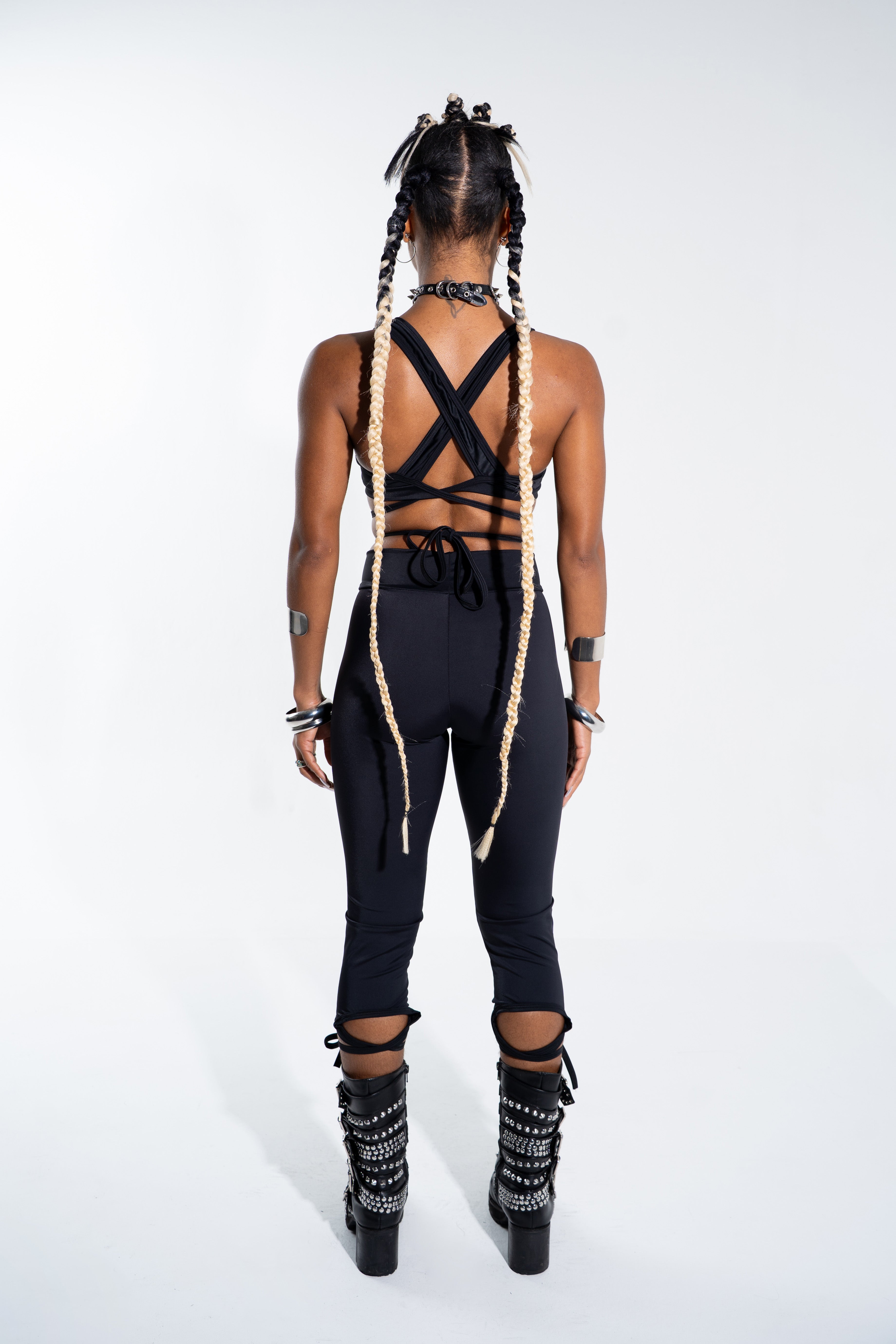 Black Cut Out Capris Bottoms Mi Gente Clothing