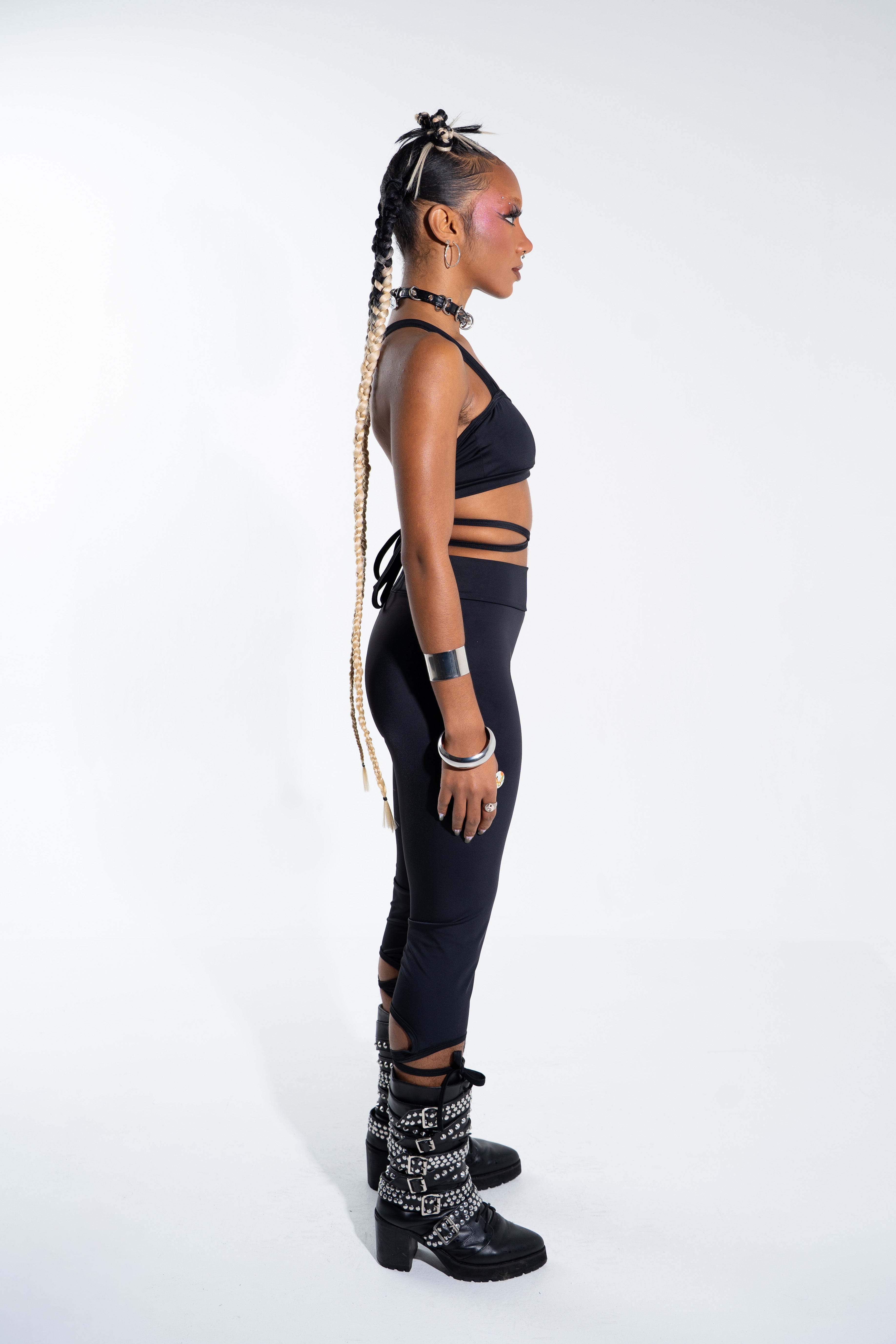 Black Cut Out Capris Bottoms Mi Gente Clothing