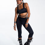 Black Cut Out Capris Bottoms Mi Gente Clothing