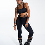 Black Cut Out Capris Bottoms Mi Gente Clothing