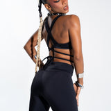 Black Cut Out Capris Bottoms Mi Gente Clothing