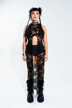 La Cosa Hooded in Black Lace Mi Gente Clothing