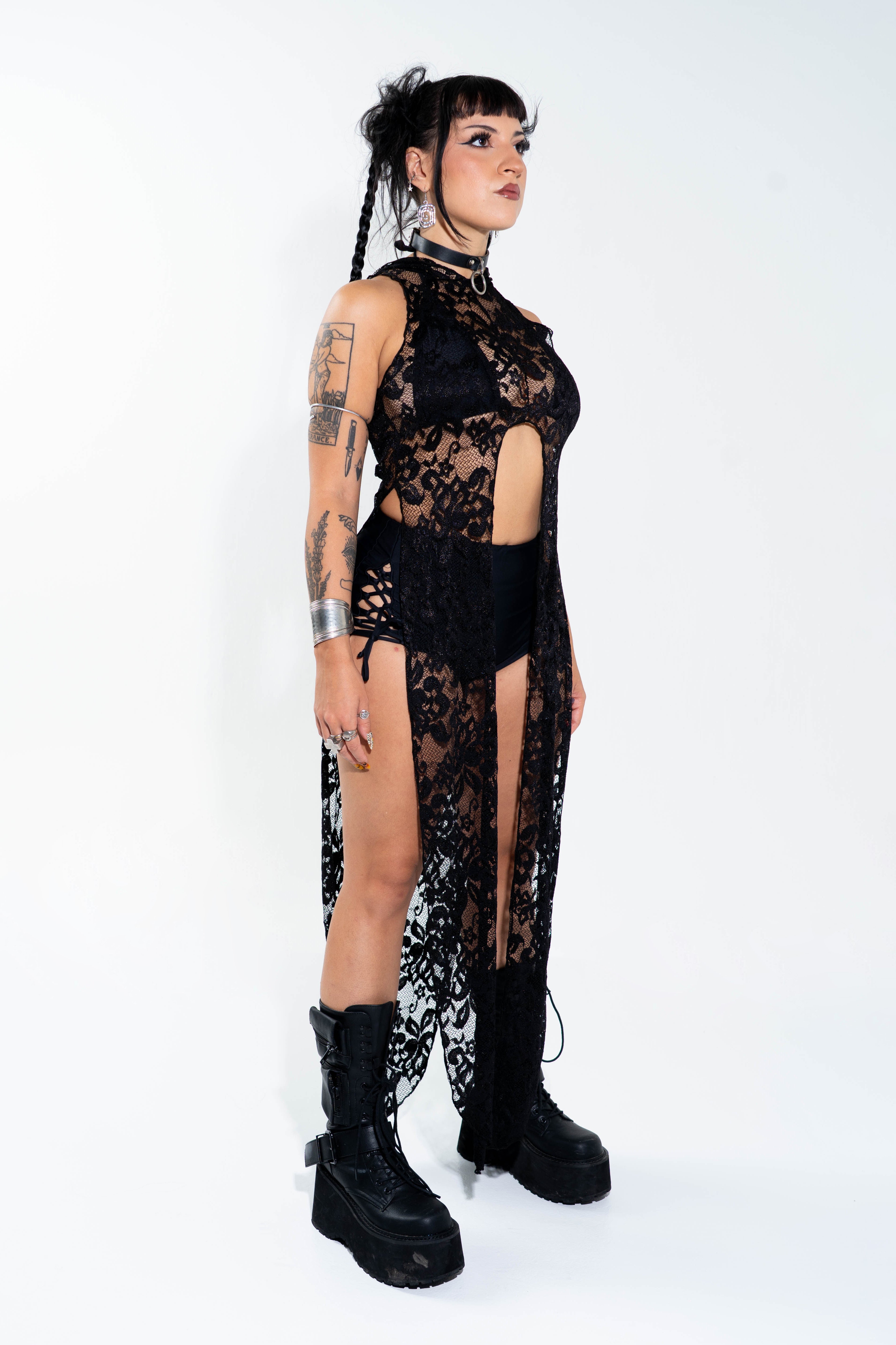 La Cosa Hooded in Black Lace Mi Gente Clothing