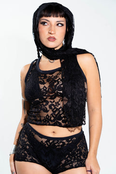 Black Lace Scarf scarf Mi Gente Clothing