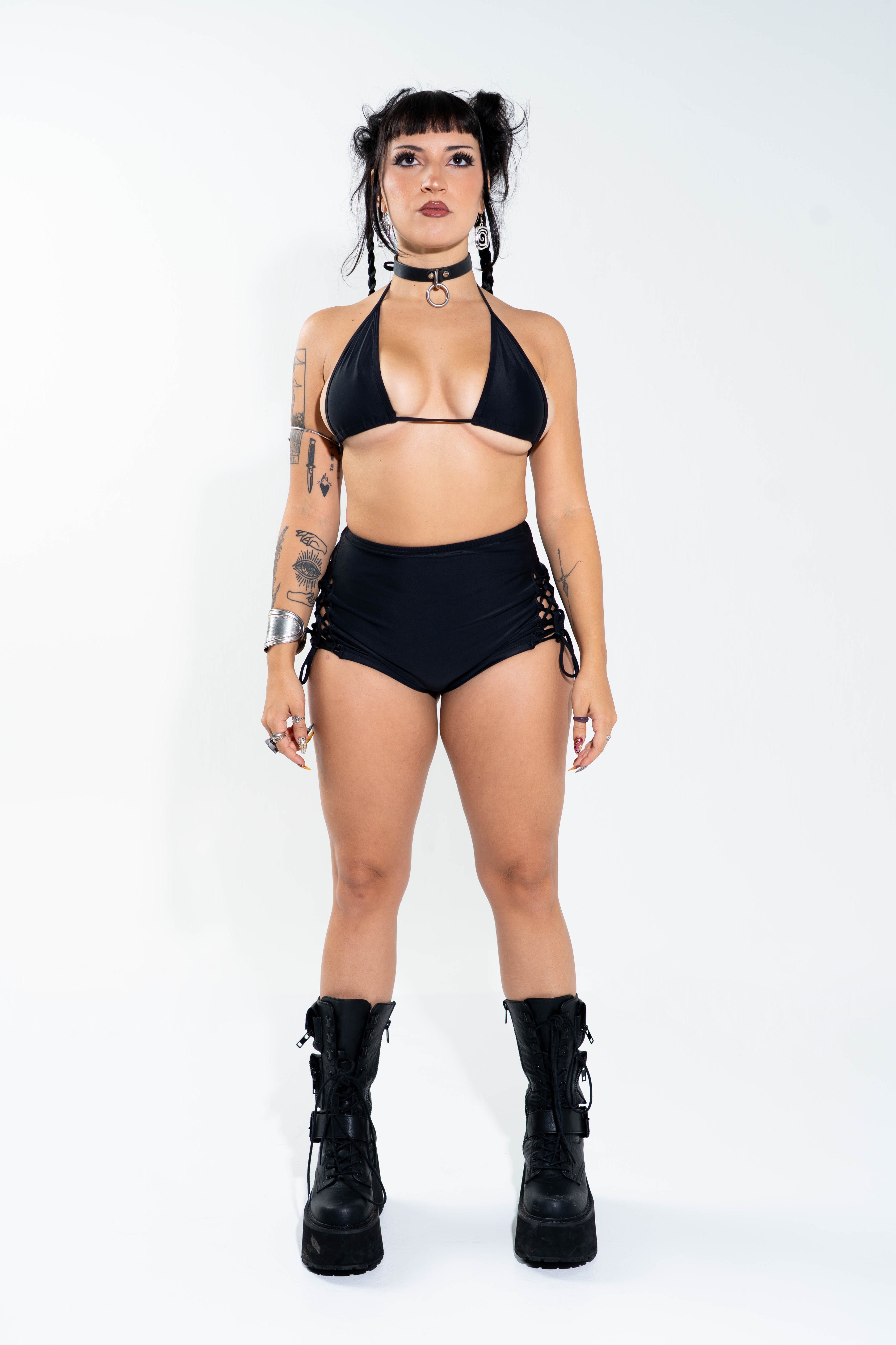 Black Lace Up Shorts Bottoms Mi Gente Clothing