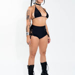 Black Lace Up Shorts Bottoms Mi Gente Clothing