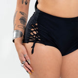 Black Lace Up Shorts Bottoms Mi Gente Clothing