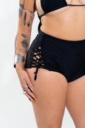 Black Lace Up Shorts