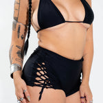 Black Lace Up Shorts Bottoms Mi Gente Clothing