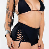 Black Lace Up Shorts Bottoms Mi Gente Clothing