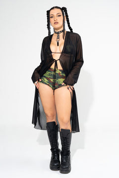 Black Mesh Duster Jacket FESTIVAL JACKET Mi Gente Clothing
