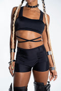 Black Pocket Midrise Shorts
