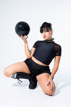 Black Striped Crop Top Shirt Mi Gente Clothing