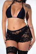 Black Lace Midrise Shorts