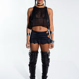 Black Mesh Loose Crop Mi Gente Clothing