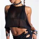 Black Mesh Loose Crop Mi Gente Clothing