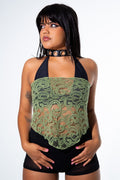 Green Lace Bandana Top