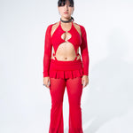 Blood Red Mesh Long Sleeve Shrug Long Sleeve Shrug Mi Gente Clothing   