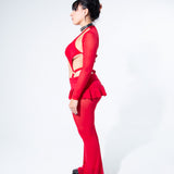 Blood Red Mesh Long Sleeve Shrug Long Sleeve Shrug Mi Gente Clothing   