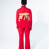 Blood Red Mesh Long Sleeve Shrug Long Sleeve Shrug Mi Gente Clothing   