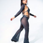 Charcoal Mesh Bell Bottom Pants  Mi Gente Clothing   