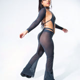 Charcoal Mesh Bell Bottom Pants  Mi Gente Clothing   