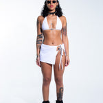 Micro Tie Skirt - White (FINAL SALE) Skirt Mi Gente Clothing   