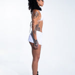 Micro Tie Skirt - White (FINAL SALE) Skirt Mi Gente Clothing   