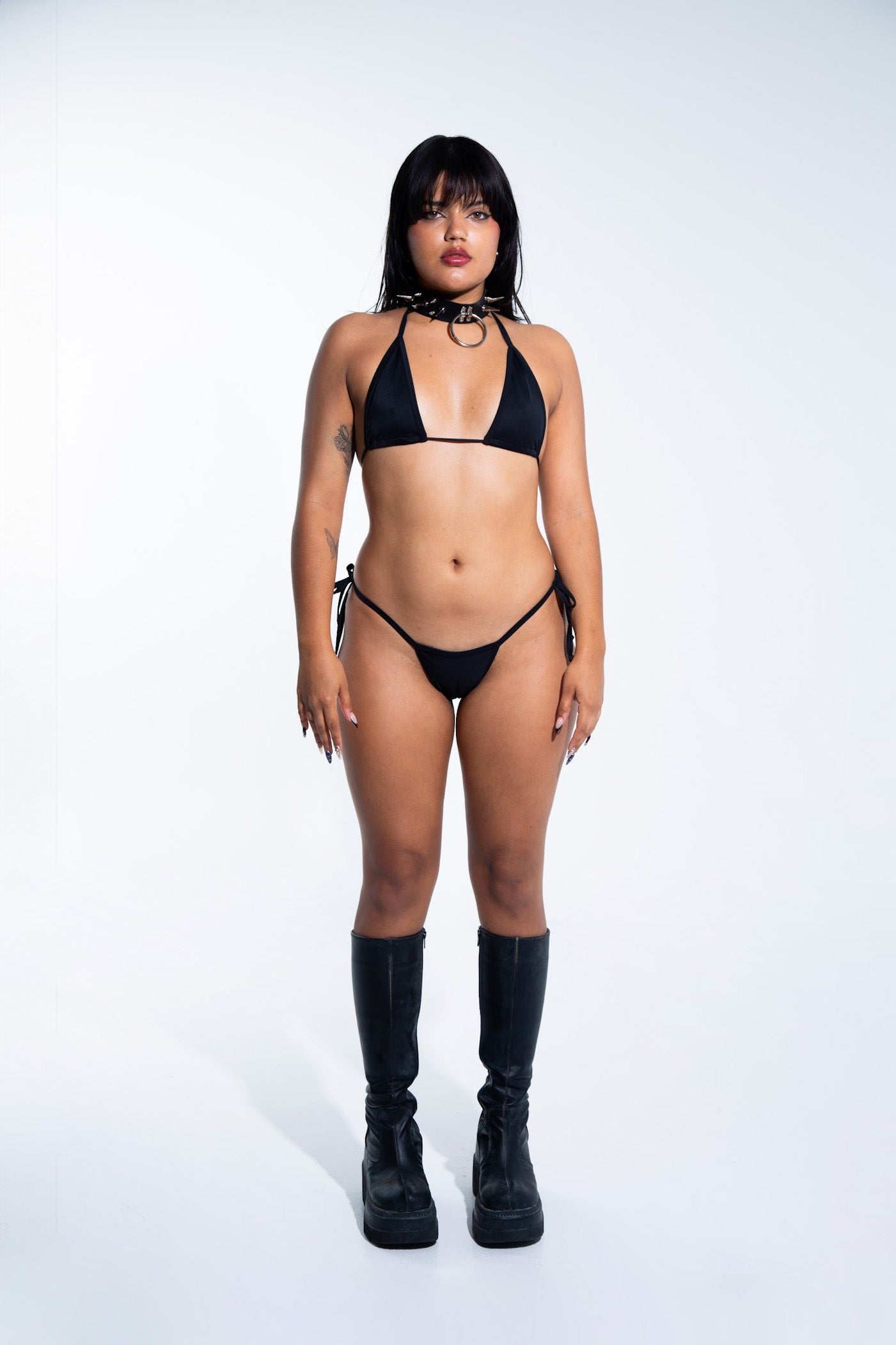 Micro Side Tie Bottom - Black Bottoms Mi Gente Clothing   