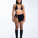 Micro Tie Skirt - Black Skirt Mi Gente Clothing   