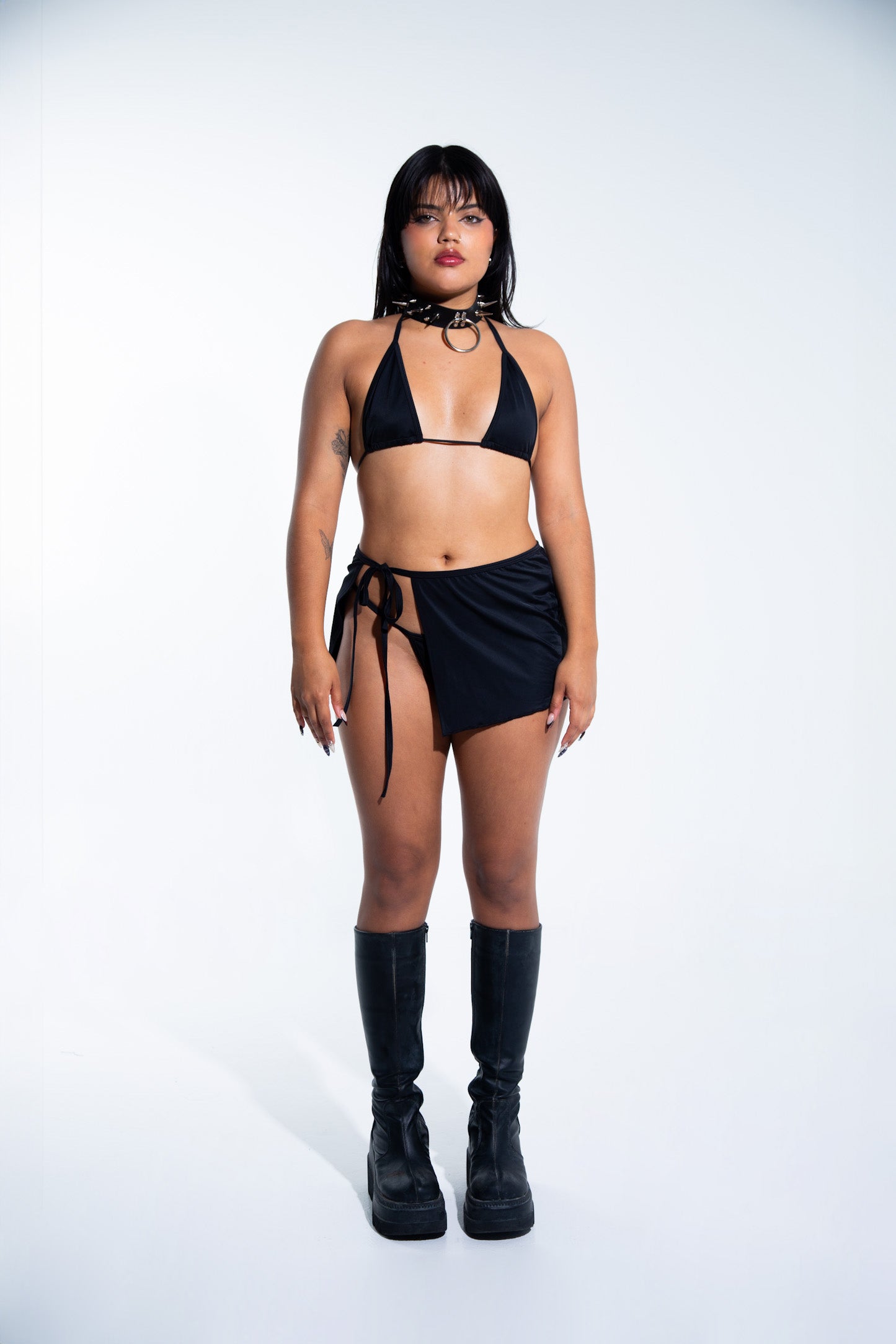 Micro Tie Skirt - Black Skirt Mi Gente Clothing   