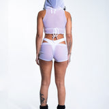 Low Rise Shorts - White Mesh Shorts Mi Gente Clothing   