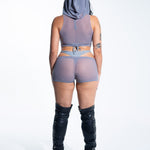 Low Rise Shorts - Gray Mesh Shorts Mi Gente Clothing   