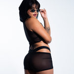 Low Rise Shorts - Black Mesh Shorts Mi Gente Clothing   