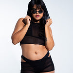 Low Rise Shorts - Black Mesh Shorts Mi Gente Clothing   