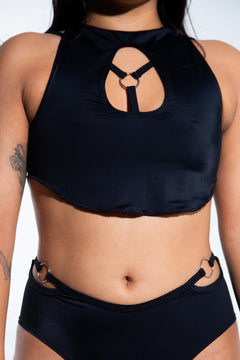 Disconnect Crop Top - Black crop top Mi Gente Clothing