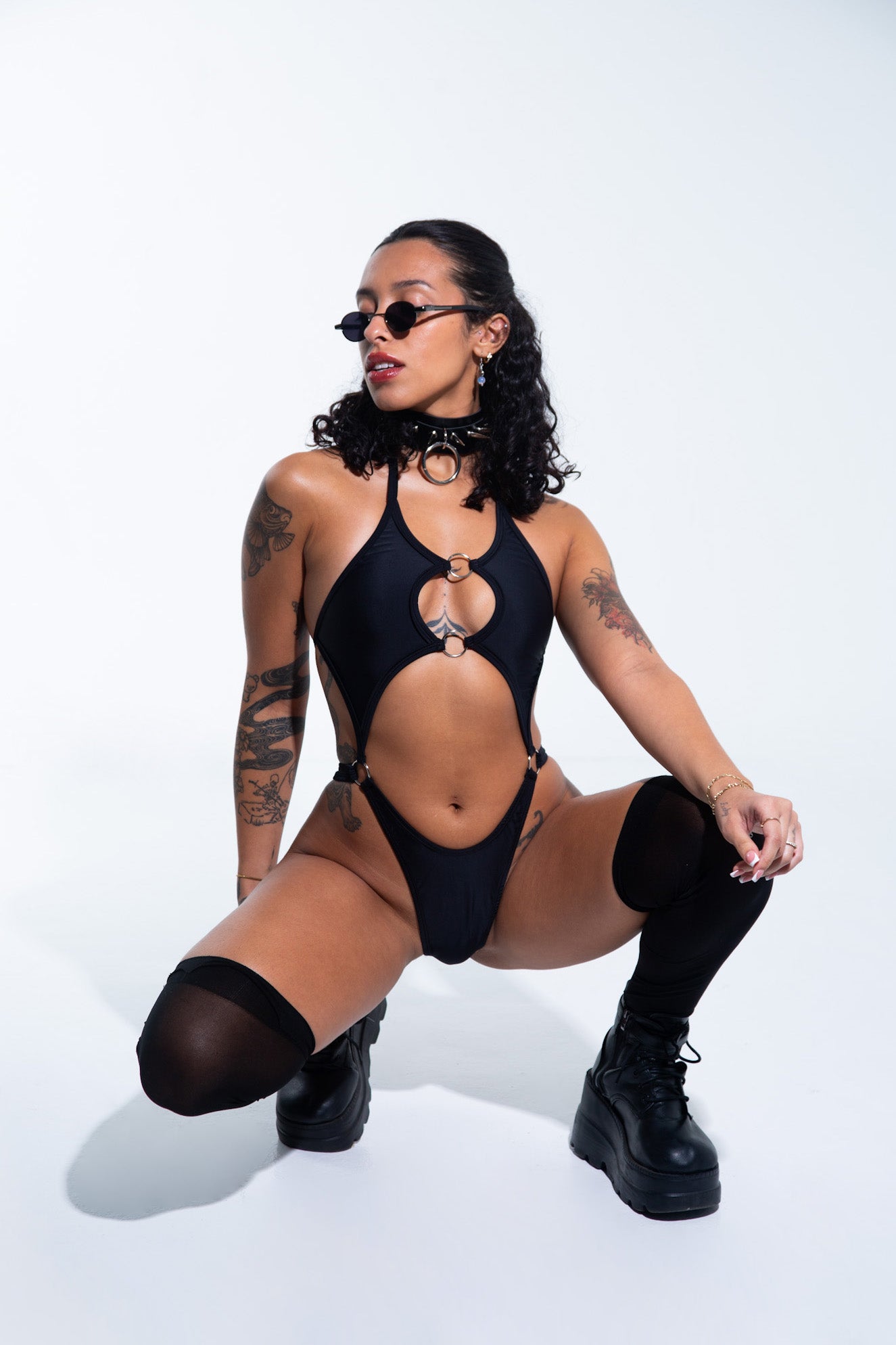 Black Obscure Bodysuit bodysuit Mi Gente Clothing   