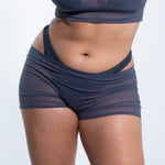 Low Rise Shorts - Charcoal Gray Mesh Shorts Mi Gente Clothing   