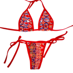 Oaxaca Red Micro Bikini Bottom  Mi Gente Clothing   